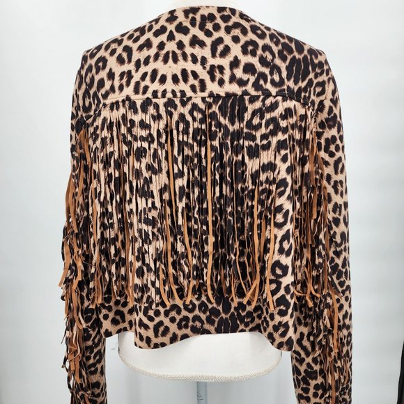 VOCAL APPAREL Fringe Cropped Leopard Print Western Jacket Plus Size 1X-3X NWT - Picture 8 of 11